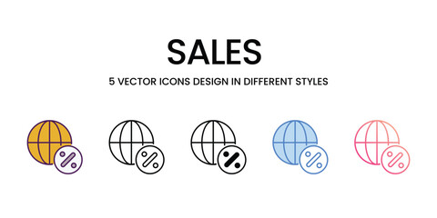Sales  icons set, colorline, glyph, outline, gradinet line, icon vector stock illustration isolate white background.