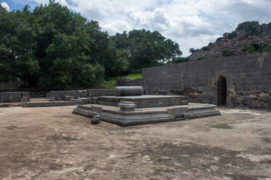 View of the excavated palace site in the Gingee Fort complex in Villupuram district, Tamil Nadu, India.