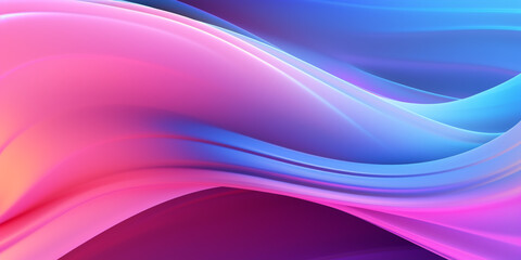 ABSTRACT BACKGROUND: Organic Vibrant Neon Glowing Colorful Waves. Abstract Art Design Banner for Technology, Science and Beauty.