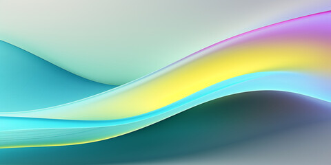 Fototapeta premium ABSTRACT BACKGROUND: Organic Soft Neon Glowing Yellow and Blue and Teal Waves. Abstract Art Design Banner for Technology, Science, Cyberspace and Beauty.