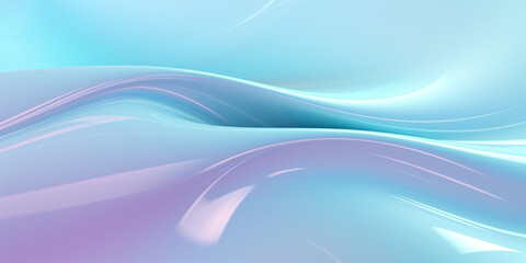 Naklejka premium ABSTRACT BACKGROUND: Organic Soft Neon Pearlescent Transparent Glowing Pink and Blue and Teal Waves. Abstract Art Design Banner for Technology, Science and Beauty. Generative AI.