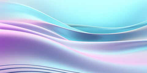 Naklejka premium ABSTRACT BACKGROUND: Organic Soft Neon Pearlescent Transparent Glowing Pink and Blue and Teal Waves. Abstract Art Design Banner for Technology, Science and Beauty. Generative AI.