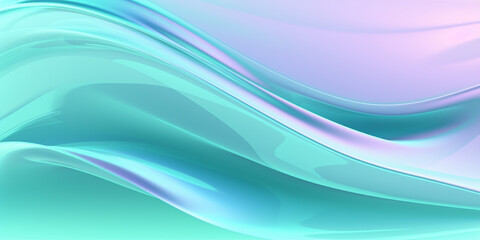 Fototapeta premium ABSTRACT BACKGROUND: Organic Soft Neon Pearlescent Transparent Glowing Pink and Blue and Teal Waves. Abstract Art Design Banner for Technology, Science and Beauty. Generative AI.