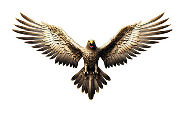 3D Icon of a Majestic Soaring Eagle with Outstretched Wings on transparent background.