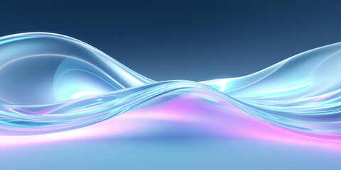 Fototapeta premium ABSTRACT BACKGROUND: Organic Soft Neon Glowing Pink and Blue Waves. Abstract Art Design Banner for Technology, Science and Beauty.