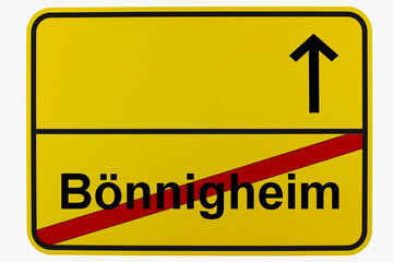 Obraz premium Illustration eines Ortsausgangsschildes von Bönnigheim in Baden-Württemberg