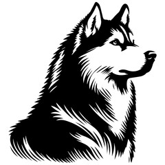 Siberian husky dog vector silhouette