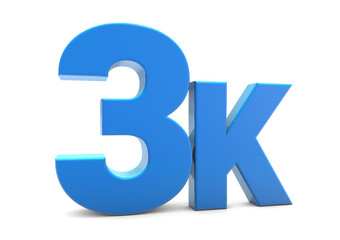 3K sign isolated on transparent background. Thank you for 3k followers 3D. 3D rendering