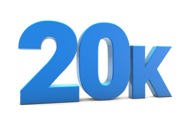 20K sign isolated on transparent background. Thank you for 20k followers 3D. 3D rendering