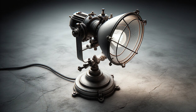 Une lampe avec sa sangle ajustable &eacute;tal&eacute;e sur une surface en pierre.