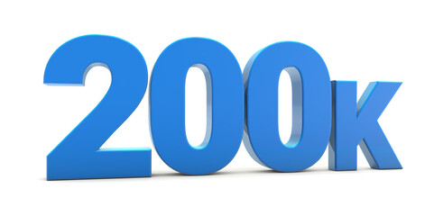200K sign isolated on transparent background. Thank you for 200k followers 3D. 3D rendering