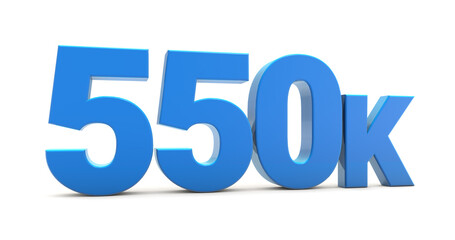 550K sign isolated on transparent background. Thank you for 550k followers 3D. 3D rendering
