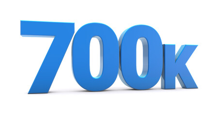 700K sign isolated on transparent background. Thank you for 700k followers 3D. 3D rendering