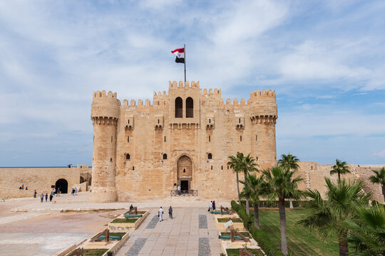 The Citadel of Qaitbay in Alexandria, Egypt: A historical maritime fortress, echoing the architectural legacy and coastal defense of ancient times.