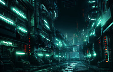 Futuristic cyberpunk urban cityscape, Neon Lights, 
lights in the night