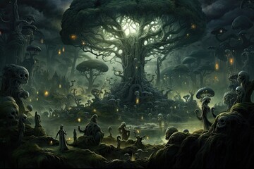 Mystical forest and sacrifice to the gods