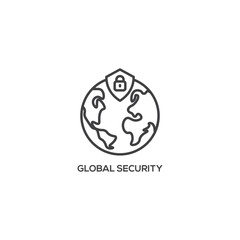 Global security icon. Modern sign, linear pictogram, outline symbol, simple thin line vector design element template