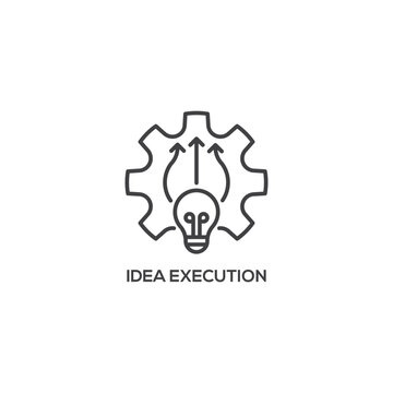 Idea execution icon, business concept. Modern sign, linear pictogram, outline symbol, simple thin line vector design element template