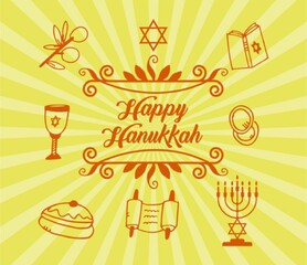 happy Hanukkah illustration, Holiday pattern.
