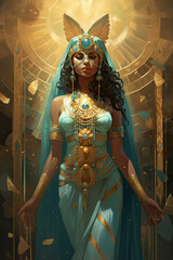 Illustration about Egyptian priestess. - obrazy, fototapety, plakaty