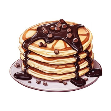 recommend clip art: pancake with chocolate cartoon vector icon illustration watercolor isolated on white background