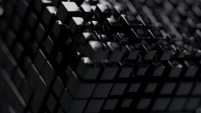 A black cube made of many cubes pulsating