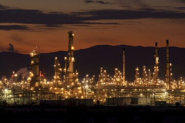 Fototapeta na wymiar Desert refineries. Generative AI