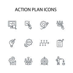 Action plan icon set.vector.Editable stroke.linear style sign for use web design,logo.Symbol illustration.