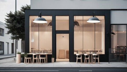 Nordic minimalist style front design for restaurant or cafe store - obrazy, fototapety, plakaty