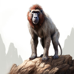 Fototapeta premium Realistic Baboon - Full Body , Medieval Fantasy RPG Illustration