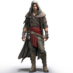 Fototapeta premium Realistic Bandit Ready for Action , Medieval Fantasy RPG Illustration