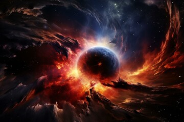 An artwork depicting a powerful explosion of a dying star in deep space. Generative AI