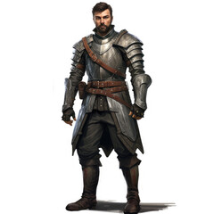 Obraz premium Realistic Guardian in Full Armor , Medieval Fantasy RPG Illustration