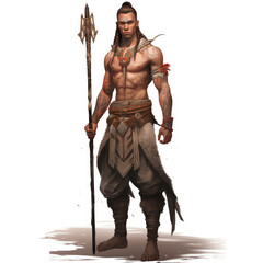 Tribal Warrior in Digital Art
 , Medieval Fantasy RPG Illustration
