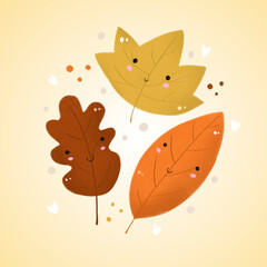 Cute autumn leaves. Sticker Pack