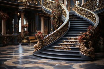 Elegant Staircase in a Grand Hall
