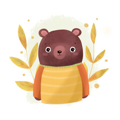 Cute teddy bear in a warm sweater