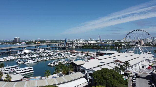 aerial view of biscayne boulevard miami florida usa