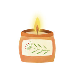 Cute autumn candle in warm cozy shades