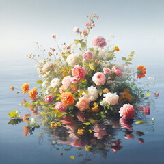 Obraz na płótnie Canvas bouquet of flowers on the water