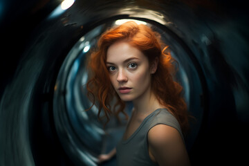 Retrato de mujer en un tunel,