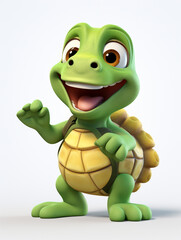 Fototapeta premium A 3D Cartoon Turtle Laughing and Happy on a Solid Background