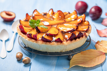 Delicious plum tart made of local ingredients.