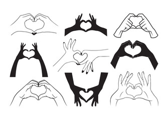 Heart Hands vector bundle, Heart Hands clipart, Heart Hands silhouette.	
