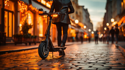 bike in the city - obrazy, fototapety, plakaty