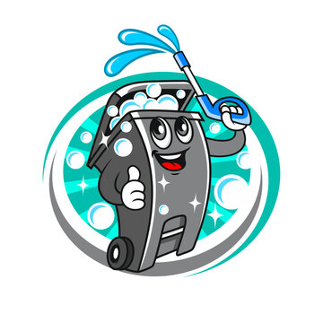 Trash can bin cleaning logo