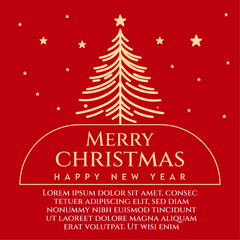 merry christmas red poster or banner background or social media wish cards for christmas