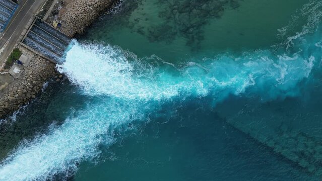 Top view footage  of the largest water desalination facility in the world, Hadera Israel