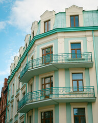 Colorful architecture of the Hotel Matejko, Kraków, Poland