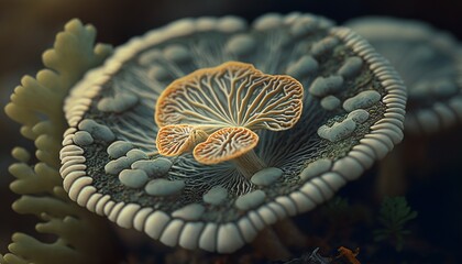 close-up of blue mushroom design illustration